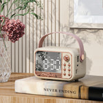 Coluna Bluetooth Retro de Mesa com Relógio Despertador Portátil de Mão S11, S11 (Bege), S11 (Rosa)