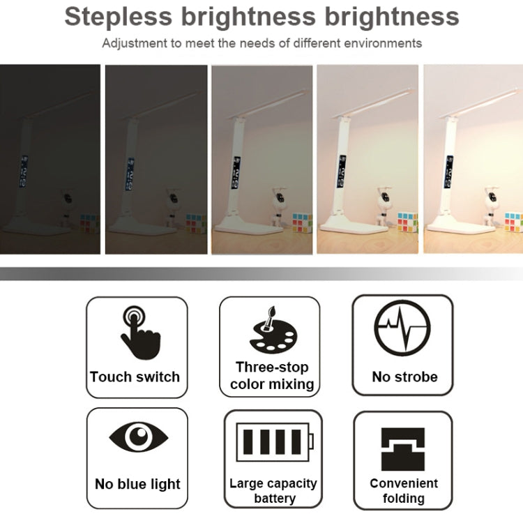 Lâmpada de Secretária Dobrável com Ecrã Digital Inteligente LED, Estilo:, Plugue USB Reto, Carregamento 2000mAh, Carregamento 3200mAh, Plugue USB Reto de Dupla Cabeça, Carregamento de Dupla Cabeça 2000mAh, Carregamento de Dupla Cabeça 3200mAh