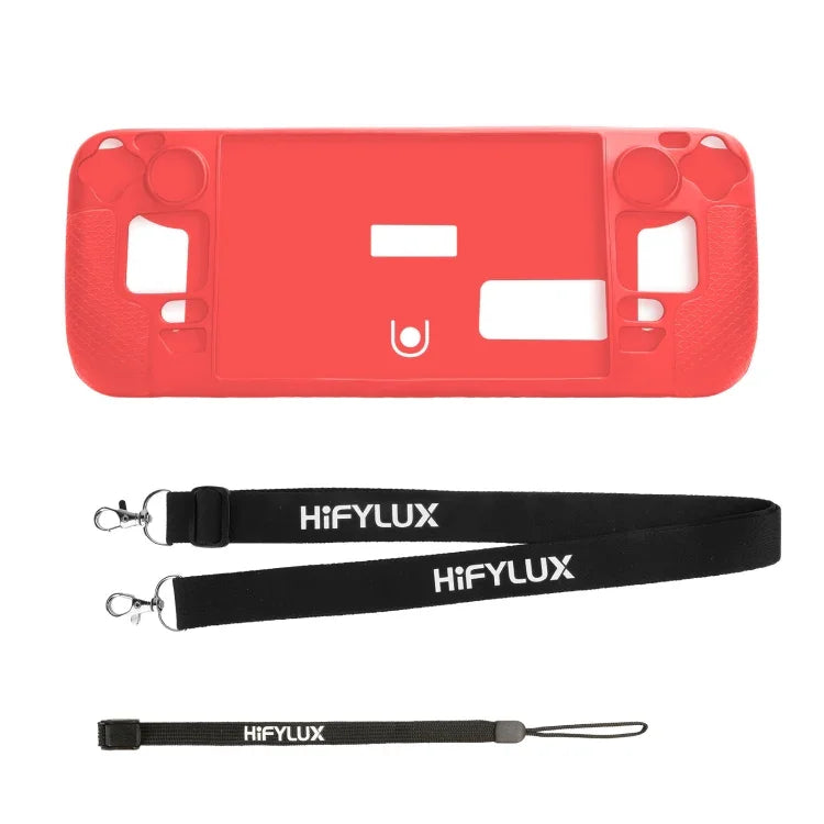 Capa de Silicone para Consola de Jogos Steam Deck Hifylux ST-PF14, Anti-riscos, Antiderrapante, com Cordão, Capa de Silicone Azul, Capa de Silicone Vermelha