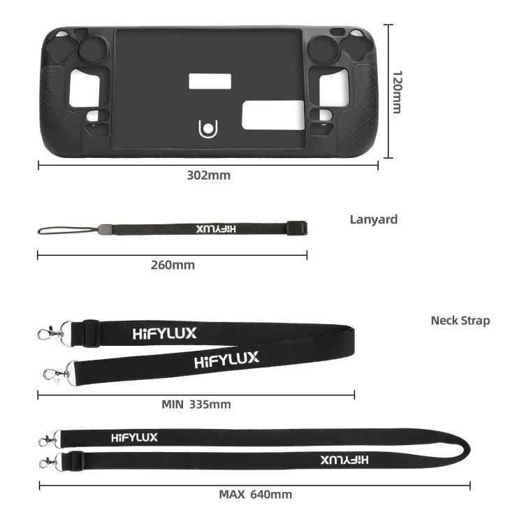 Capa de Silicone para Consola de Jogos Steam Deck Hifylux ST-PF14, Anti-riscos, Antiderrapante, com Cordão, Capa de Silicone Azul, Capa de Silicone Vermelha