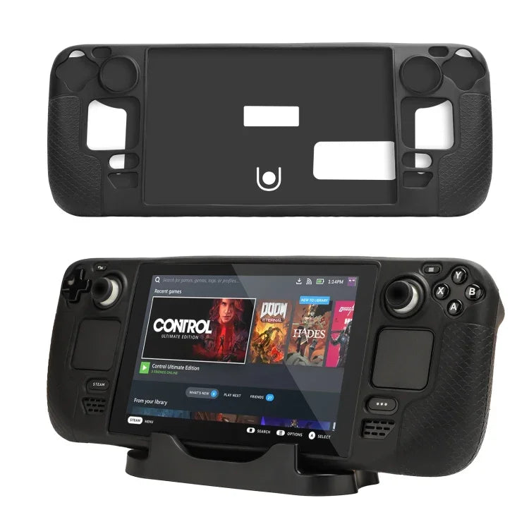 Capa de Silicone para Consola de Jogos Steam Deck Hifylux ST-PF14, Anti-riscos, Antiderrapante, com Cordão, Capa de Silicone Azul, Capa de Silicone Vermelha
