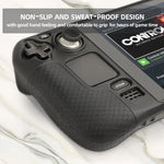 Capa de Silicone para Consola de Jogos Steam Deck Hifylux ST-PF14, Anti-riscos, Antiderrapante, com Cordão, Capa de Silicone Azul, Capa de Silicone Vermelha