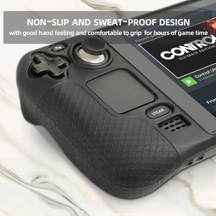 Capa de Silicone para Consola de Jogos Steam Deck Hifylux ST-PF14, Anti-riscos, Antiderrapante, com Cordão, Capa de Silicone Azul, Capa de Silicone Vermelha
