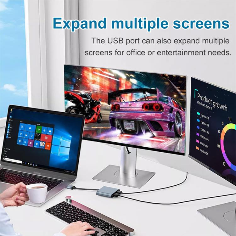 Conversor de Alta Definição USB 3.0 para Duplo HDMI, USB, USB-C / Tipo-C Extensor de Ecrã 4K USB, USB 3.0 para Duplo HDMI