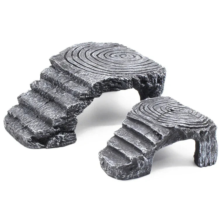 Plataforma de Escalada Turtle Aquascape Caverna de Esconderijo para Répteis Plataforma de Tartaruga de Três Pernas, Pequena, Grande