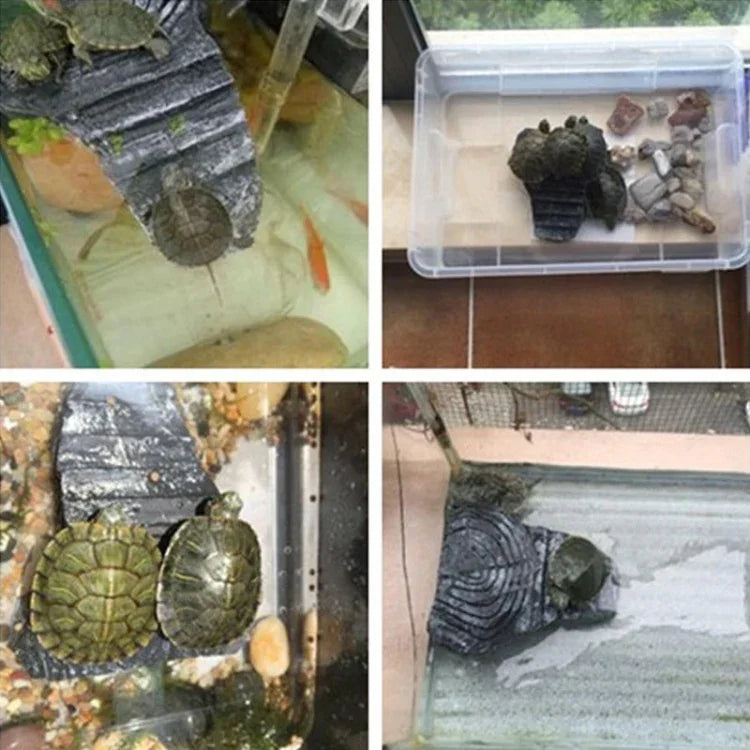 Plataforma de Escalada Turtle Aquascape Caverna de Esconderijo para Répteis Plataforma de Tartaruga de Três Pernas, Pequena, Grande