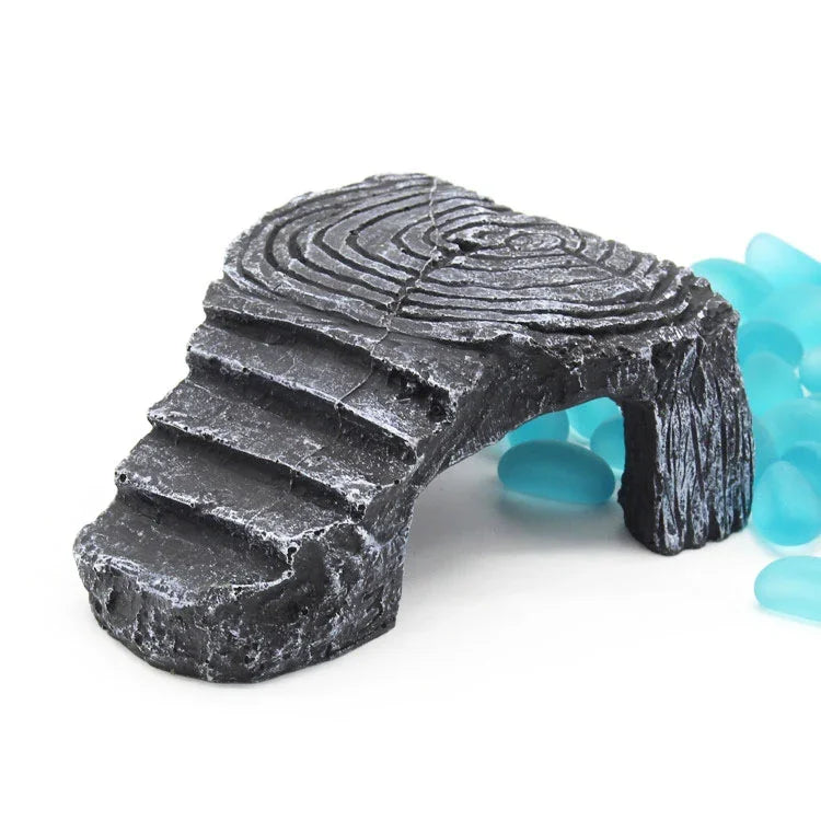 Plataforma de Escalada Turtle Aquascape Caverna de Esconderijo para Répteis Plataforma de Tartaruga de Três Pernas, Pequena, Grande