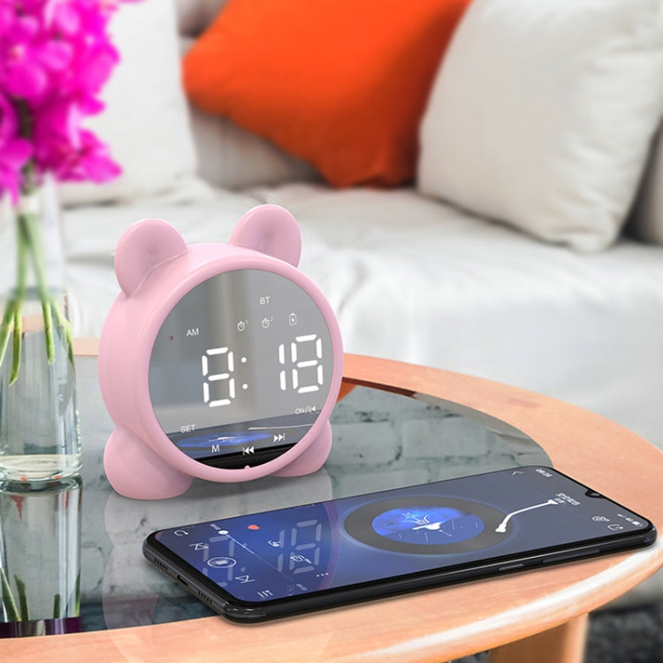 Coluna Bluetooth Mini P1 com Relógio Espelho de Cartão e Rádio FM
