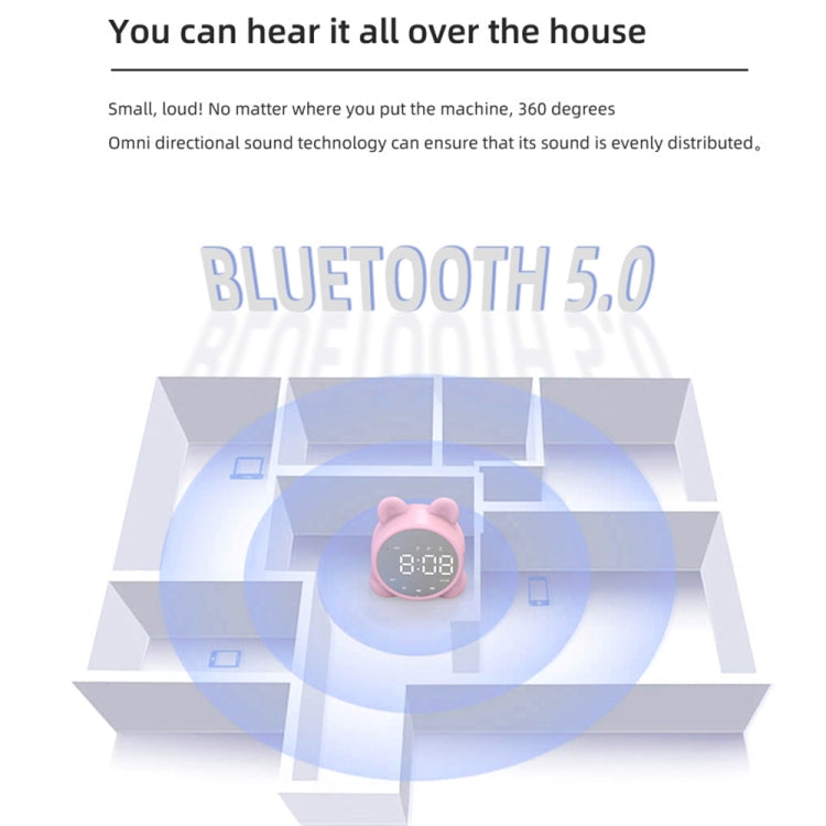 Coluna Bluetooth Mini P1 com Relógio Espelho de Cartão e Rádio FM