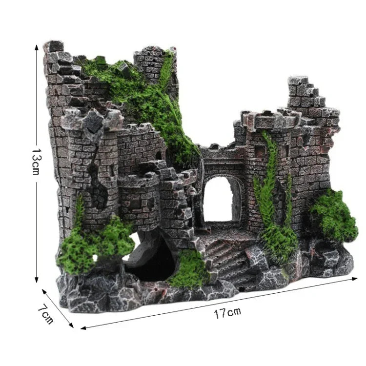 Decoração de Resina de Castelo Antigo para Aquário, Construção de Caverna para Aquário, Castelo Antigo