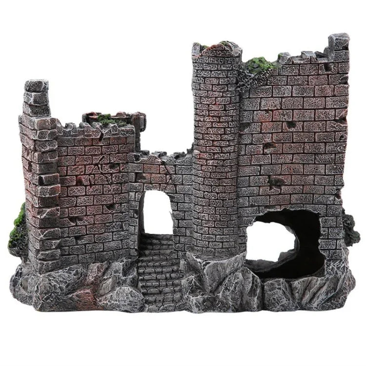Decoração de Resina de Castelo Antigo para Aquário, Construção de Caverna para Aquário, Castelo Antigo