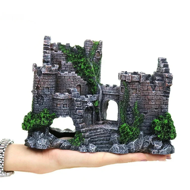 Decoração de Resina de Castelo Antigo para Aquário, Construção de Caverna para Aquário, Castelo Antigo