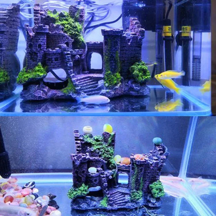 Decoração de Resina de Castelo Antigo para Aquário, Construção de Caverna para Aquário, Castelo Antigo