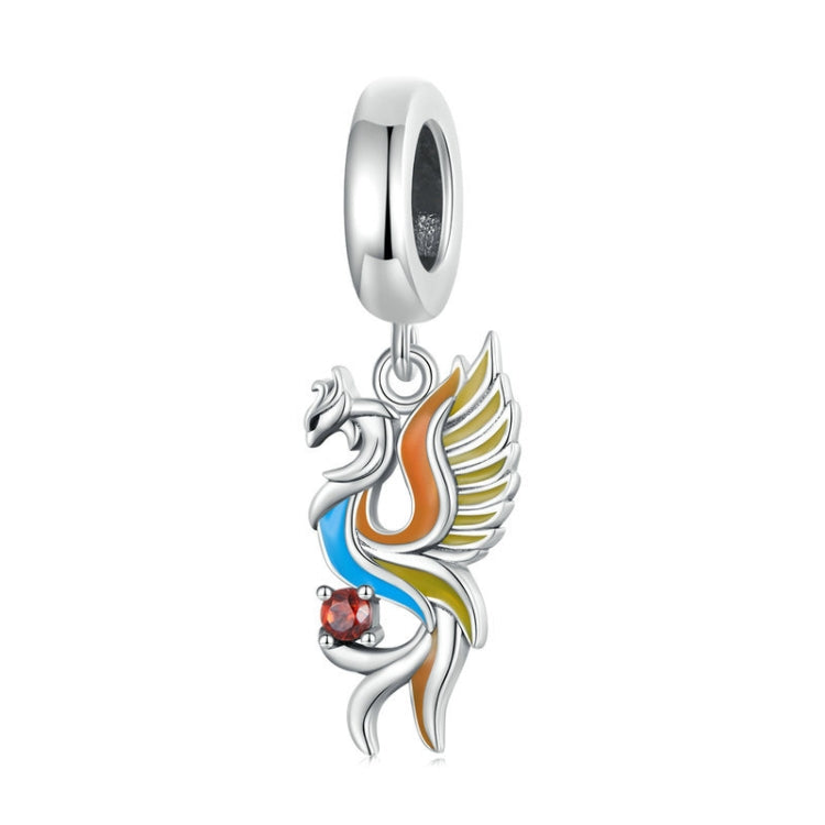 Pulseira de Contas Fénix em Prata Esterlina S925 com Pendente de Pássaro da Longevidade em Zircónia, SCC2444