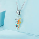 Pulseira de Contas Fénix em Prata Esterlina S925 com Pendente de Pássaro da Longevidade em Zircónia, SCC2444