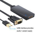 Cabo Adaptador HD55Y VGA para HDMI VGA+USB para Conversor HD 1080P com Fonte de Alimentação, VGA+USB para HDMI