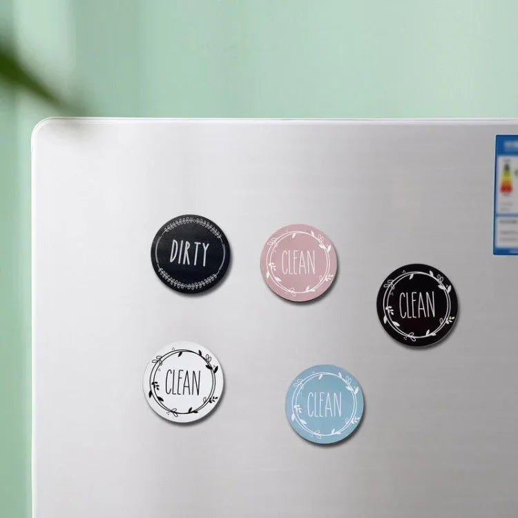 Dishwasher Round Magnet Clean Dirty Sign Double-Sided Dishwasher Magnet Cover