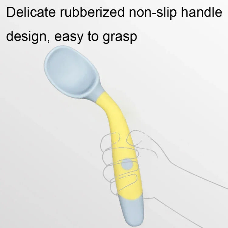 Talheres de Treino para Crianças, Colher de Silicone Flexível e Macia para Bebé, Verde
