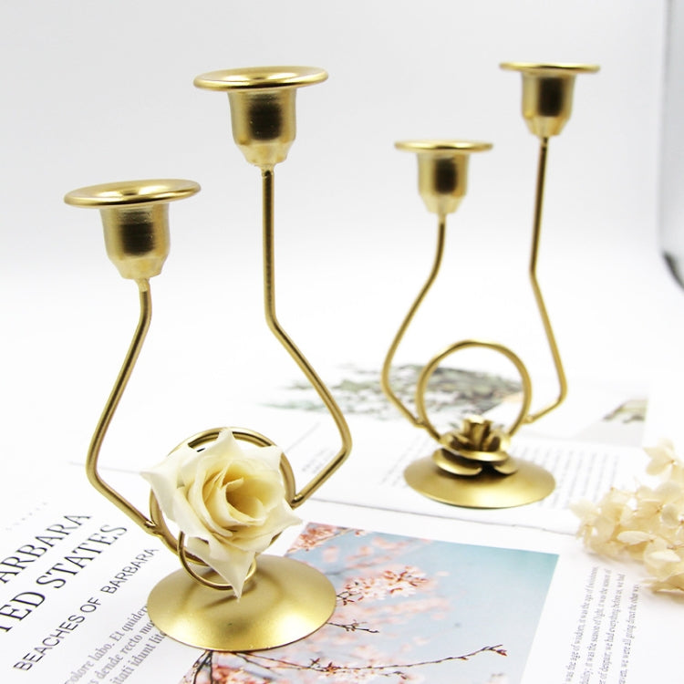 Castiçal de Ferro Forjado com Dupla Cabeça para Decoração de Mesa em Festas e Casamentos, Seda, Ferro