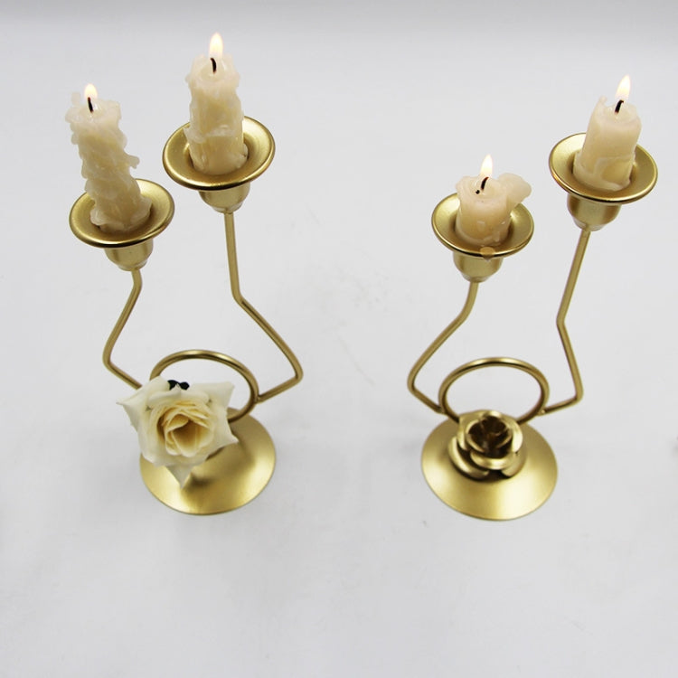 Castiçal de Ferro Forjado com Dupla Cabeça para Decoração de Mesa em Festas e Casamentos, Seda, Ferro