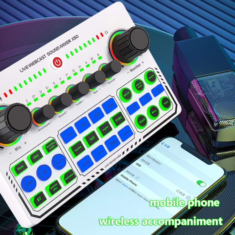 Placa de som RGB LED Bluetooth X50 com interface de porta OTG, X50