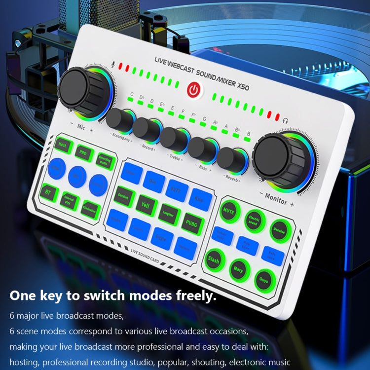 Placa de som RGB LED Bluetooth X50 com interface de porta OTG, X50