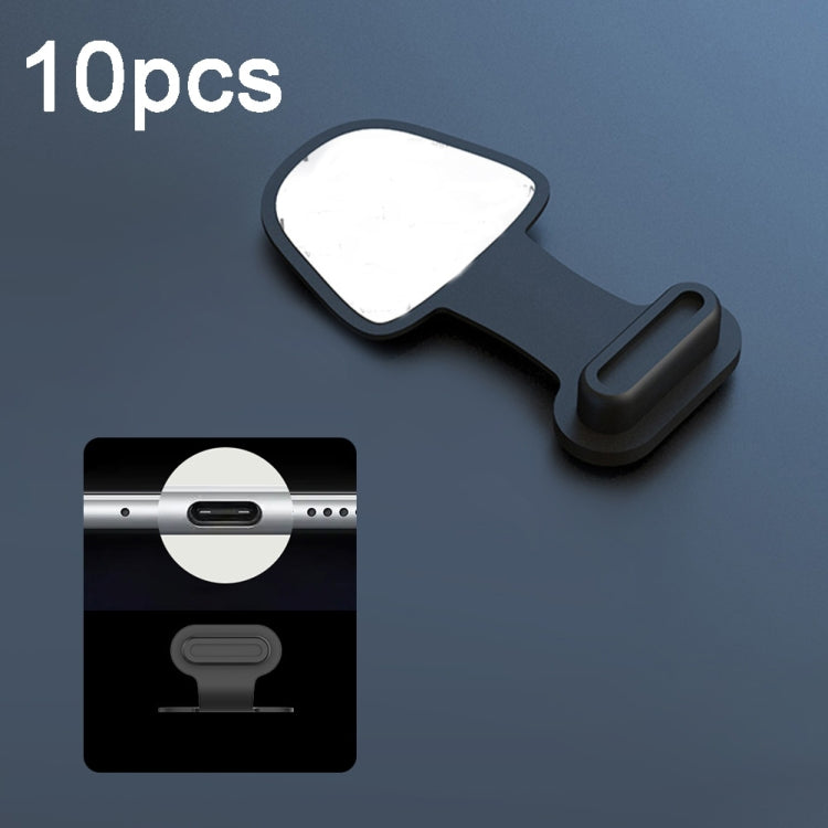 10 Unidades de Tampas de Silicone Anti-Pó para Porta de Carregamento de Telemóvel com Adesivo Posterior à Prova de Perdas, 8 Pinos, USB-C/Type-C