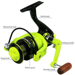 Carretel de Pesca com Fio Metálico Copo Metálico para Spinning, YUMOSHI OE2000 (Verde), YUMOSHI OE3000 (Verde), YUMOSHI OE4000 (Verde), YUMOSHI OE5000 (Verde), YUMOSHI OE6000 (Verde), YUMOSHI OE7000 (Verde)
