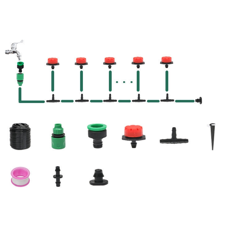 Sistema de Irrigação por Gotejamento com Mangueira Conjunto de Rega de Plantas Gotejadores Ajustáveis 360 Graus, Kit 5m, Kit 10m, Kit 15m, Kit 20m, Kit 25m
