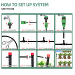Sistema de Irrigação por Gotejamento com Mangueira Conjunto de Rega de Plantas Gotejadores Ajustáveis 360 Graus, Kit 5m, Kit 10m, Kit 15m, Kit 20m, Kit 25m