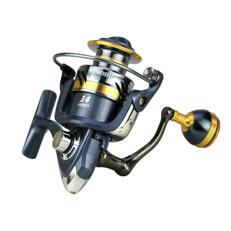 Carretel de Pesca Spinning com Alavanca Metálica Copo Metálico, YUMOSHI KS2000, YUMOSHI KS3000, YUMOSHI KS4000, YUMOSHI KS5000, YUMOSHI KS6000, YUMOSHI KS7000