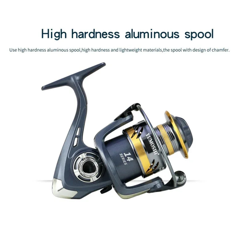 Carretel de Pesca Spinning com Alavanca Metálica Copo Metálico, YUMOSHI KS2000, YUMOSHI KS3000, YUMOSHI KS4000, YUMOSHI KS5000, YUMOSHI KS6000, YUMOSHI KS7000