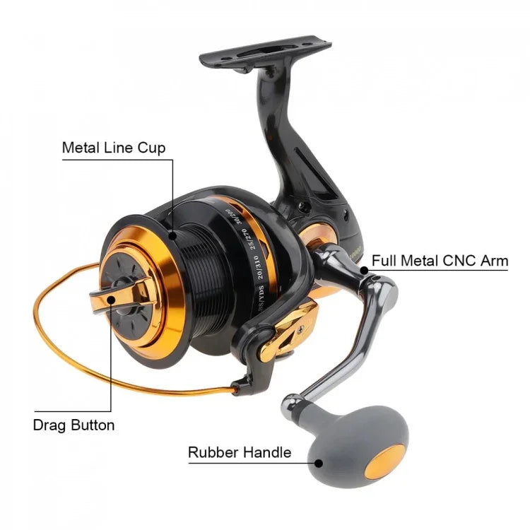 Carretel de Pesca para Lançamento de Longa Distância Vara de Pesca para Mar Sem Espaços Carretel de Spinning, TF8000, TF9000, TF10000, TF11000