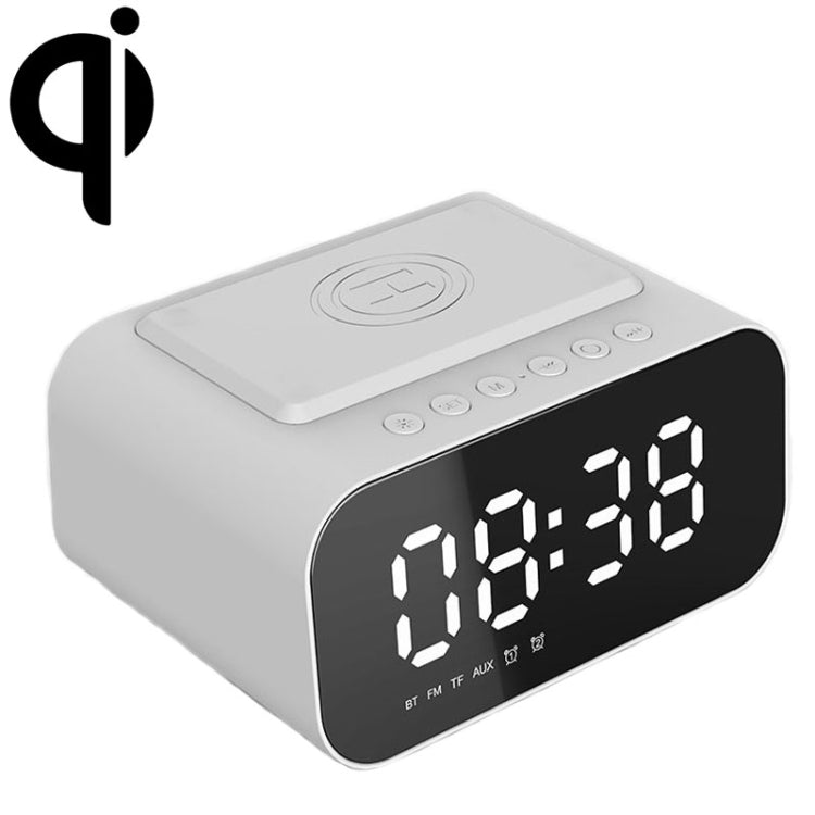 Coluna Bluetooth com Relógio LED BT510 15W, Carregamento Sem Fios, Espelho Inteligente Multifuncional, Alarme, Áudio, BT510 (Branco), BT510 (Preto Ferro)
