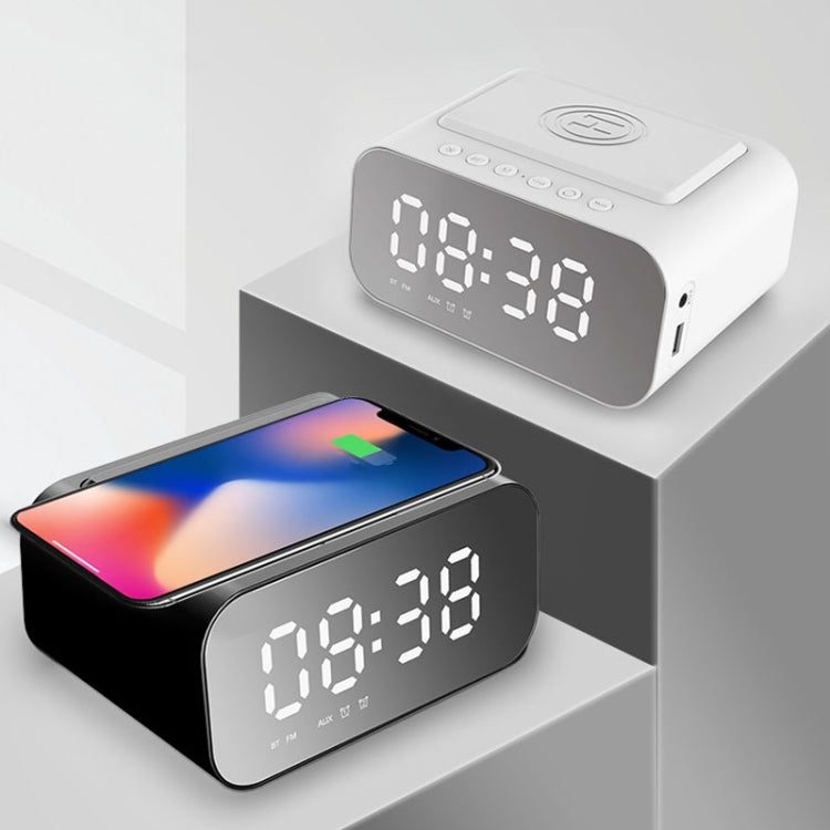 Coluna Bluetooth com Relógio LED BT510 15W, Carregamento Sem Fios, Espelho Inteligente Multifuncional, Alarme, Áudio, BT510 (Branco), BT510 (Preto Ferro)