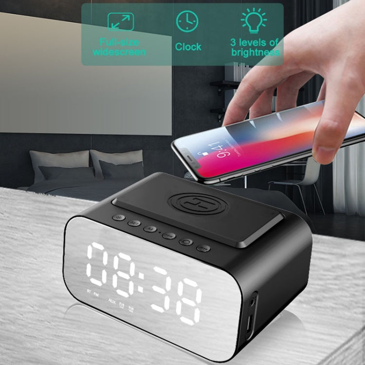 Coluna Bluetooth com Relógio LED BT510 15W, Carregamento Sem Fios, Espelho Inteligente Multifuncional, Alarme, Áudio, BT510 (Branco), BT510 (Preto Ferro)
