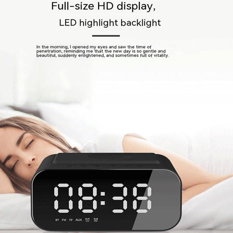 Coluna Bluetooth com Relógio LED BT510 15W, Carregamento Sem Fios, Espelho Inteligente Multifuncional, Alarme, Áudio, BT510 (Branco), BT510 (Preto Ferro)