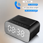 Coluna Bluetooth com Relógio LED BT510 15W, Carregamento Sem Fios, Espelho Inteligente Multifuncional, Alarme, Áudio, BT510 (Branco), BT510 (Preto Ferro)