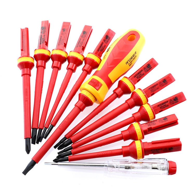 Conjunto de Chaves de Fendas Isoladas RDEER VDE-9913 13 em 1, Ferramentas para Eletricista, VDE-9913