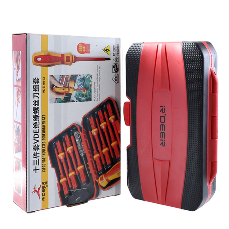 Conjunto de Chaves de Fendas Isoladas RDEER VDE-9913 13 em 1, Ferramentas para Eletricista, VDE-9913