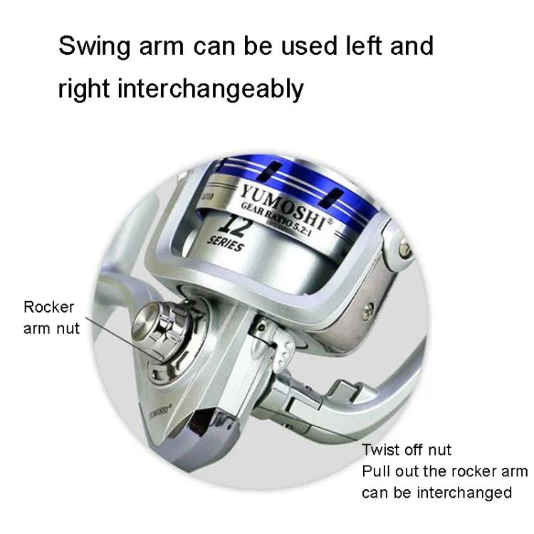 Roda de Linha de Pesca com Cabeça de Metal, YUMOSHI AL2000, YUMOSHI AL3000, YUMOSHI AL4000, YUMOSHI AL5000, YUMOSHI AL6000, YUMOSHI AL7000