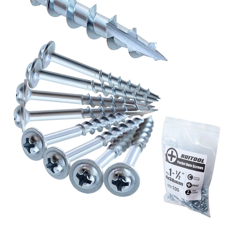 RUITOOL ST4 100 Parafusos para Madeira com Furo Inclinado, Meio Dente, Auto-roscantes Phillips, 25mm, 32mm, 38mm, 50mm, 63mm