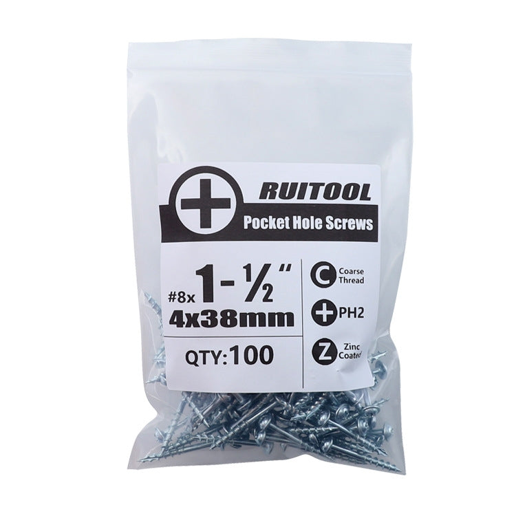 RUITOOL ST4 100 Parafusos para Madeira com Furo Inclinado, Meio Dente, Auto-roscantes Phillips, 25mm, 32mm, 38mm, 50mm, 63mm