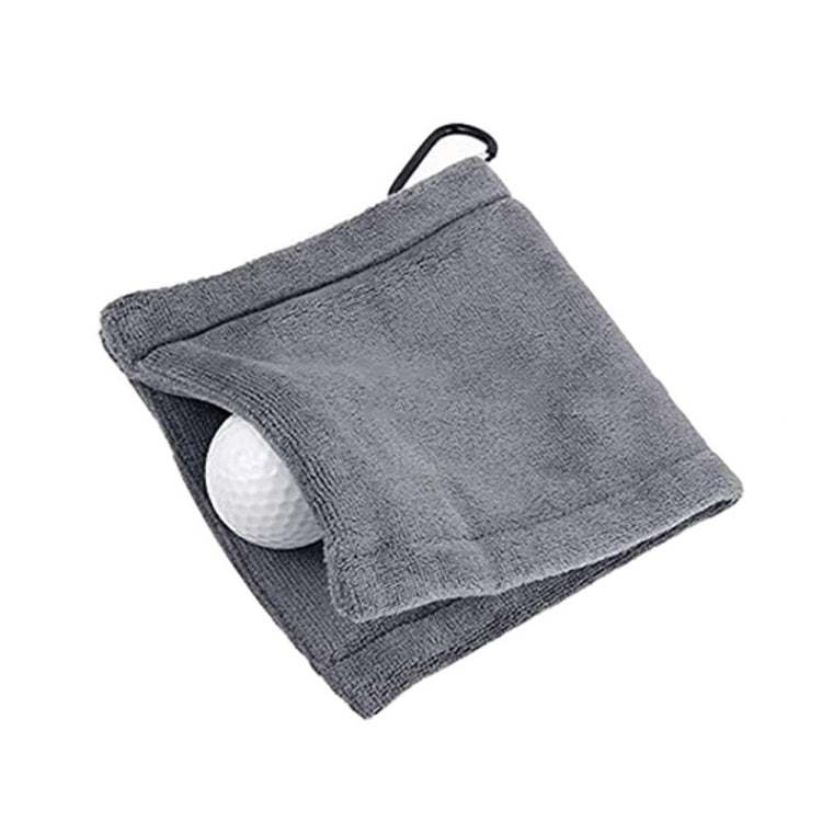 Toalha de Limpeza para Bola de Golfe com Forro de Pêlo Microfibra e Mosquetão, Toalha de Limpeza Cinzenta, Toalha de Limpeza Preta