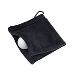 Toalha de Limpeza para Bola de Golfe com Forro de Pêlo Microfibra e Mosquetão, Toalha de Limpeza Cinzenta, Toalha de Limpeza Preta