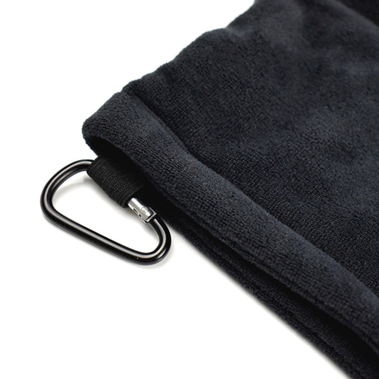 Toalha de Limpeza para Bola de Golfe com Forro de Pêlo Microfibra e Mosquetão, Toalha de Limpeza Cinzenta, Toalha de Limpeza Preta