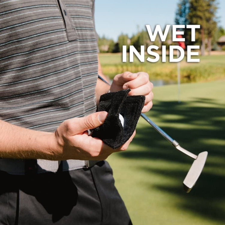 Toalha de Limpeza para Bola de Golfe com Forro de Pêlo Microfibra e Mosquetão, Toalha de Limpeza Cinzenta, Toalha de Limpeza Preta