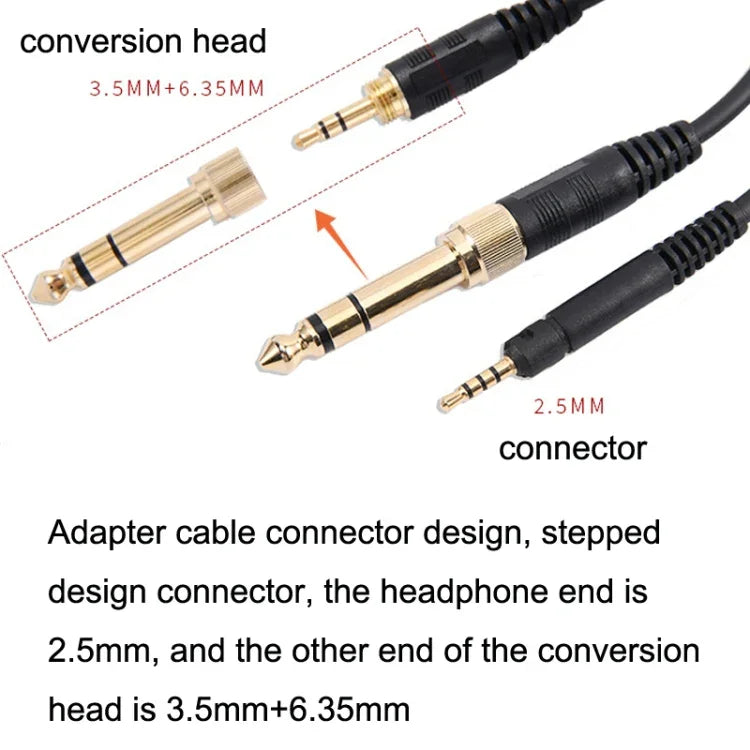 ZS0185 Cabo de Primavera para Auriculares Sennheiser HD598 / HD558 / HD518 / HD595, Comprimento do Cabo: 1.4m-3m, ZS0185