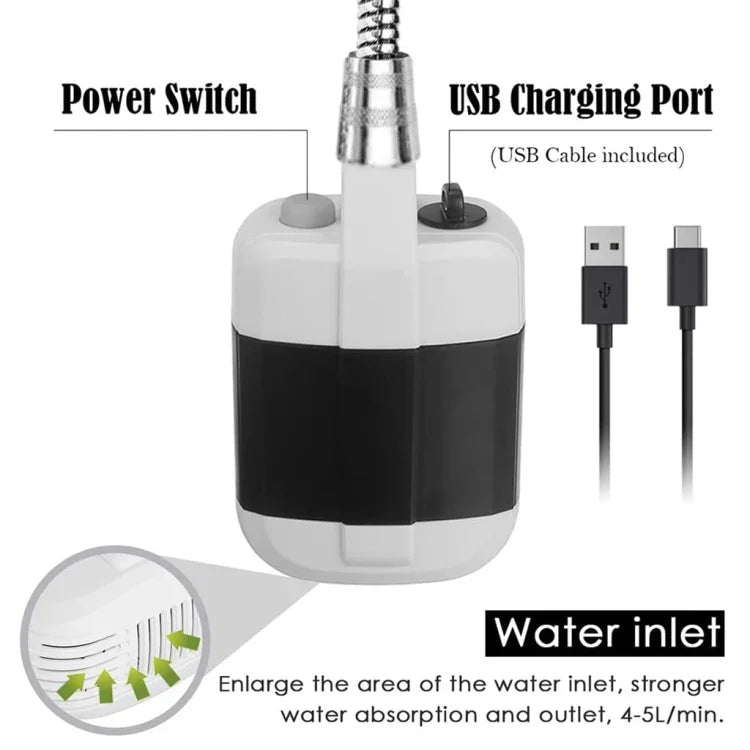 Chuveiro Elétrico Portátil para Campismo KE-801, Recarrregável, 2200mAh