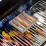 Grelhador para Salsichas Hot Dog em Aço Inoxidável com Cabo de Madeira, Grelhador para Salsichas Hot Dog